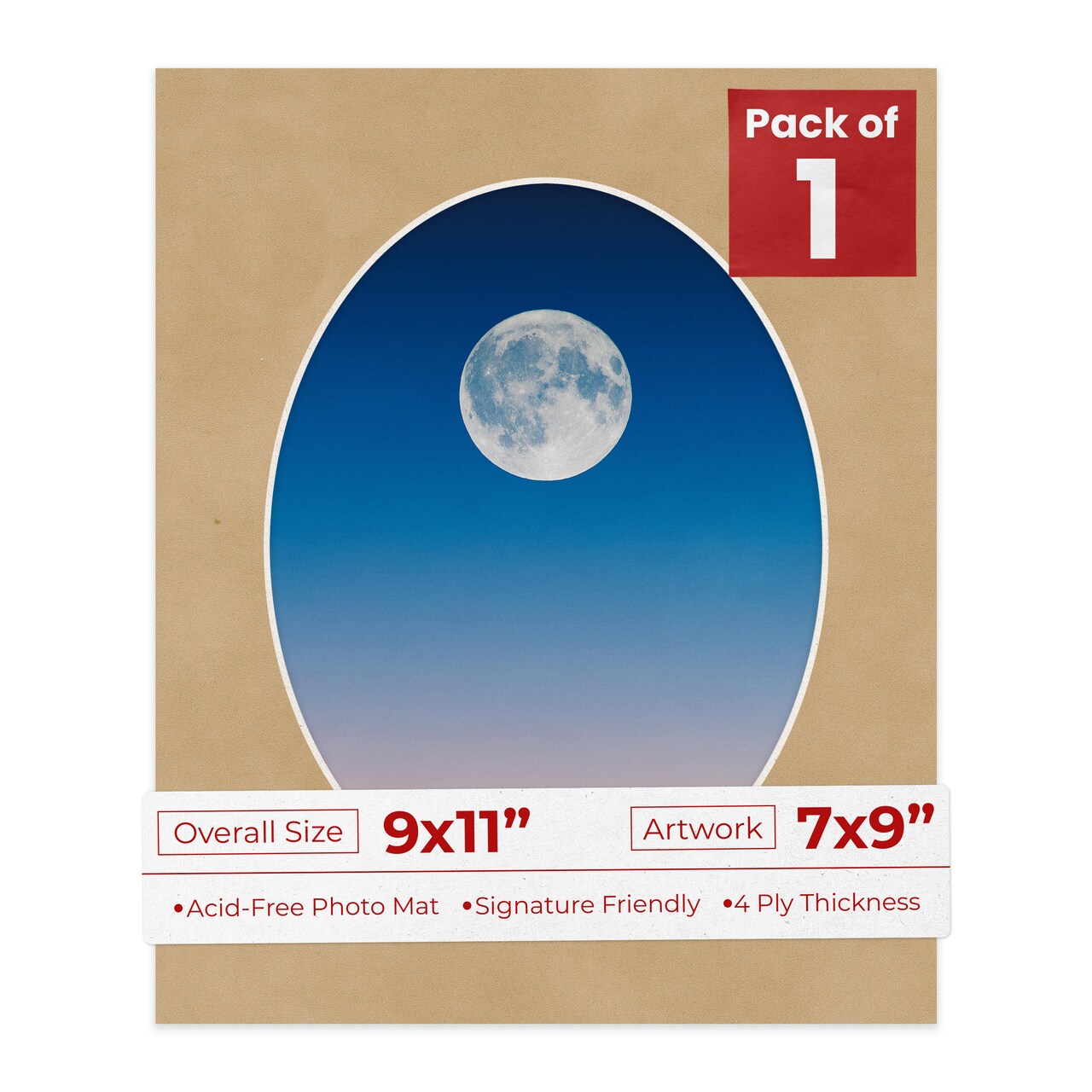 Beige Suede Mat Board for 9x11 Frames - Oval Opening for 7x9 Photos